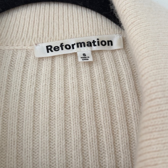 Reformation Cream Ribbed Cardigan - Picture 2 of 3